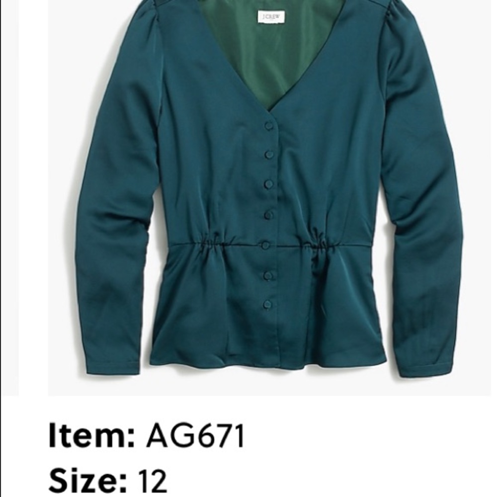 Jcrew satin peplum top NWOT